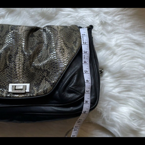 Tylie Malibu Black Leather Python Print Bag NWT - Picture 3 of 10
